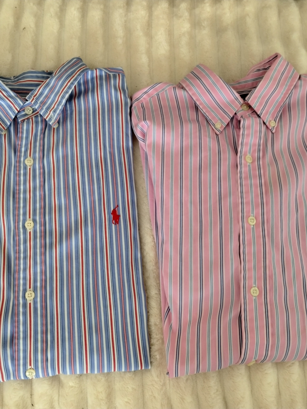 Ralph Lauren Blue Stripe Button-Down & Pink Stripe Shirt Duo